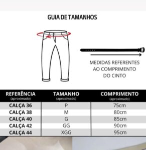 Guia de tamanhos para cintos